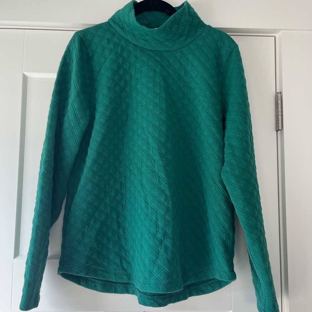 J. Crew Teal Quilted Women's Turtleneck Sweater